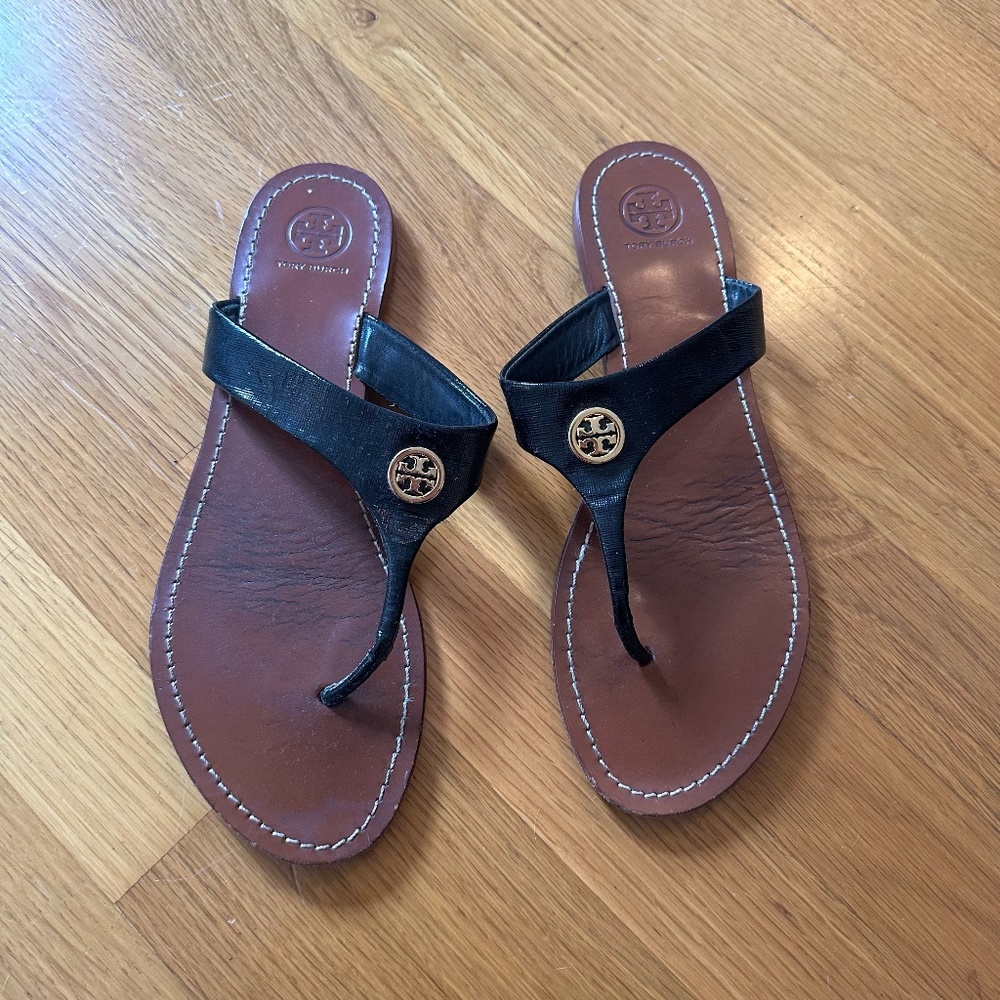 Tory Burch Black Leather Sandals